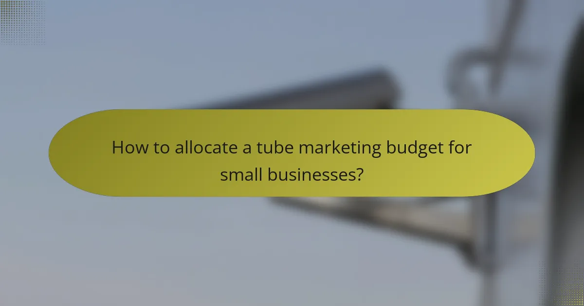 How to allocate a tube marketing budget for small businesses?