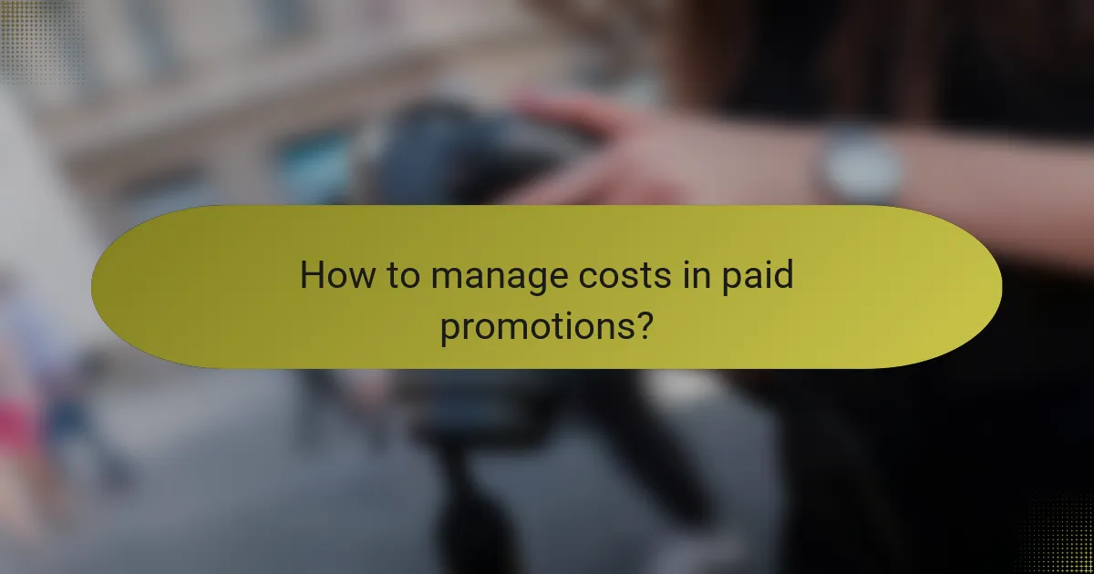 How to manage costs in paid promotions?