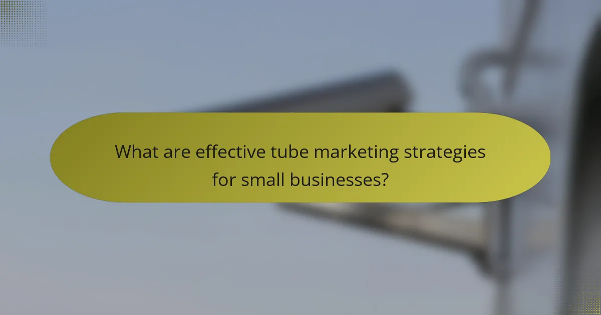 What are effective tube marketing strategies for small businesses?