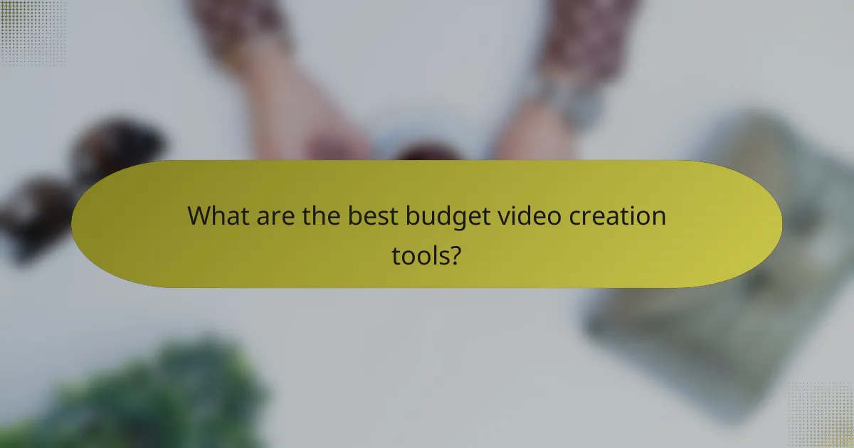 What are the best budget video creation tools?
